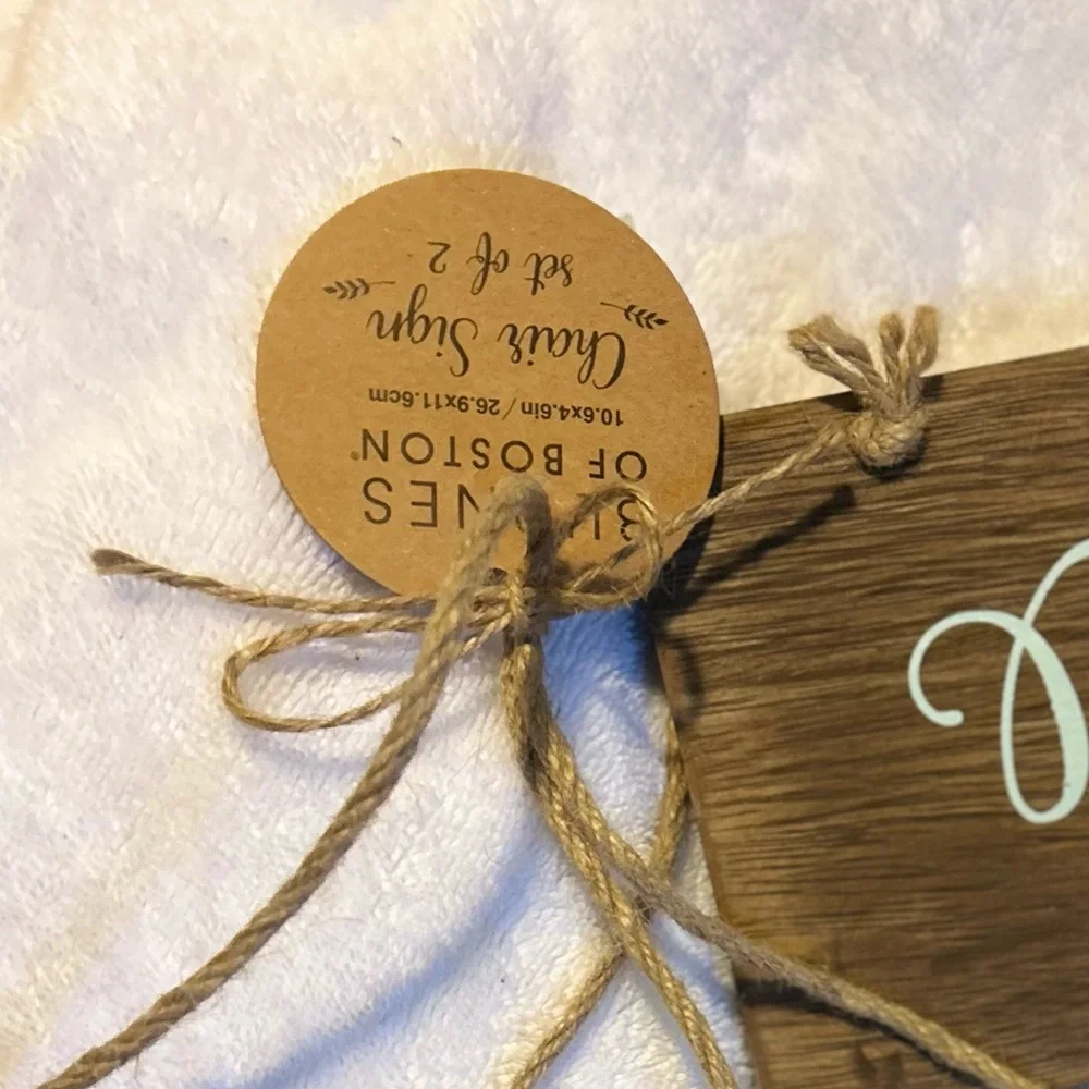 Burnes of Boston , wedding decorative chair sign set of 2 , Hubby & Wifey